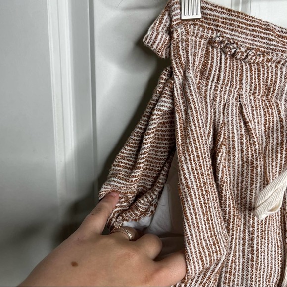 Free People Caraway Light At Sunrise Striped Linen Belt Crop Pants Size 12 - Picture 4 of 8